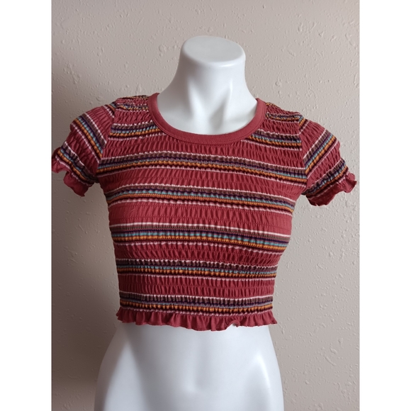 wild fable Tops - Wild Fable Striped Smocked Crop Top